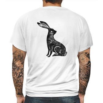 Hare Lino Print Hare Mad March Animal Mens Back Print T-shirt | Favorety