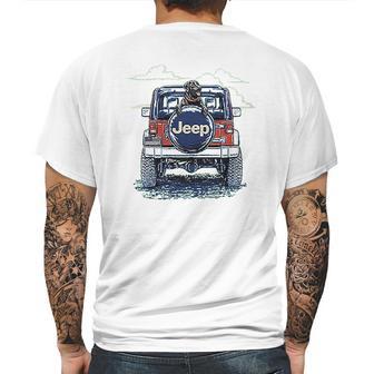 Jeep Copilot Blue Art With Dog Mens Back Print T-shirt | Favorety