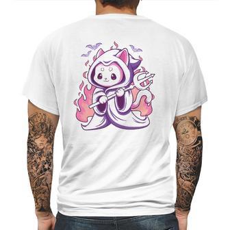 Kawaii Pastel Goth Cute Creepy Grim Reaper Cat Mens Back Print T-shirt | Favorety