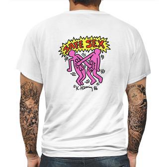 Keith Haring Safe Aids Instruction Mens Back Print T-shirt | Favorety