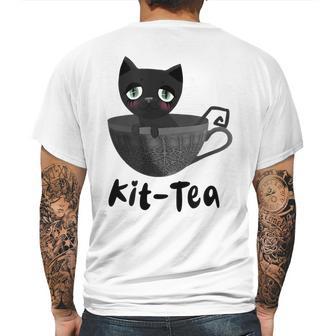 Kit-Tea Cat Lovers Creepy Kawaii Pastel Goth Kitten Teacup Mens Back Print T-shirt | Favorety