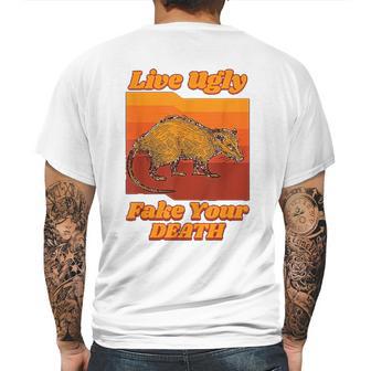 Live Ugly Fake Your Death Retro Mens Back Print T-shirt | Favorety DE