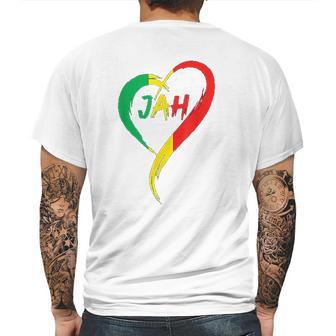 Love Jah Print Rasta Reggae Flag Heart Gift For Rastafarians Mens Back Print T-shirt | Favorety AU