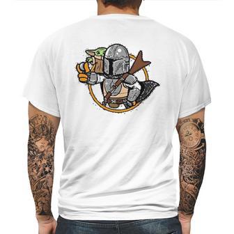 Mandalorian Vault Mando And Child Mens Back Print T-shirt | Favorety