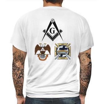 Mens Mason Scottish York Rite Masonic Black Down Mens Back Print T-shirt | Favorety