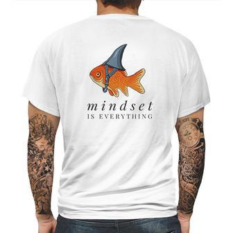 Mindset Motivational Quote Cute Goldfish Shark Mens Back Print T-shirt | Favorety UK