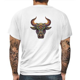 Mosaic Bull Artistic Cow Artist Painting Tee Mens Back Print T-shirt | Favorety UK