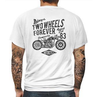 Motorcyclists Two Wheels Forever Championship 1983 Mens Back Print T-shirt | Favorety