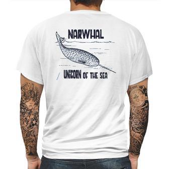 Narwhal Unicorn Of The Sea Humpback Whales Cetaceans Deep Blue Ocean Waves Nautical Marine Mammals Mens Back Print T-shirt | Favorety CA