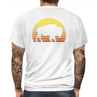 Native American Bison Buffalo Bull Western Indian Retro Sun Mens Back Print T-shirt | Favorety