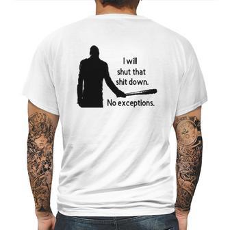 Negan Shut Down No Exceptions Walking Dead Mens Back Print T-shirt | Favorety CA