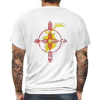 New Mexico State Flag Elk Hunting Zia Symbol Design Mens Back Print T-shirt | Favorety