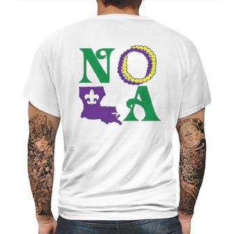 Nola New Orleans Louisiana Mardi Gras Beads Fleur De Lis Lily Mens Back Print T-shirt | Favorety DE