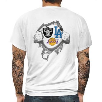 Oakland Raiders Los Angeles Lakers And Los Angeles Dodgers Heartbeat Shirt Tshirt T Shirt Tee Mens Back Print T-shirt | Favorety UK