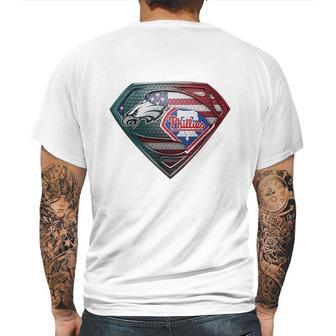 Official Philadelphia Eagles And Philadelphia Phillies Superman American Flag Layer Simpson Shirt Mens Back Print T-shirt | Favorety