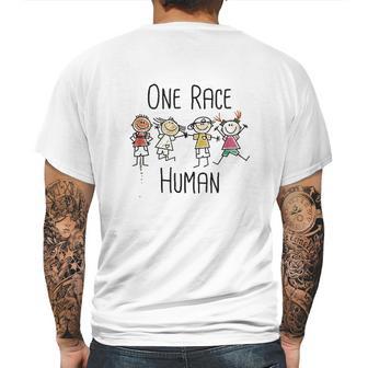 One Race Human Mens Back Print T-shirt | Favorety