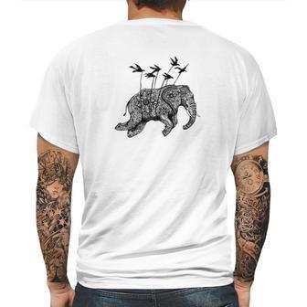 Ornate Elephant Tee Henna Mehndi Flying Mens Back Print T-shirt | Favorety DE