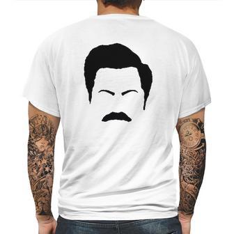 Parks And Rec Fans Ron Swanson Mustache Face Silhouette Mens Back Print T-shirt | Favorety AU