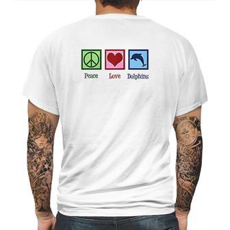 Peace Love Dolphins Mens Back Print T-shirt | Favorety UK