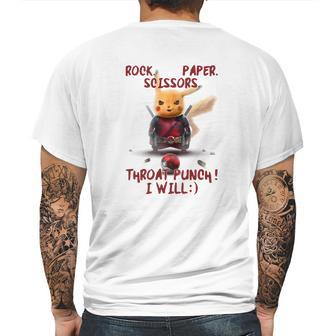 Pikachu Rock Paper Scissors Throat Punch I Will Mens Back Print T-shirt | Favorety