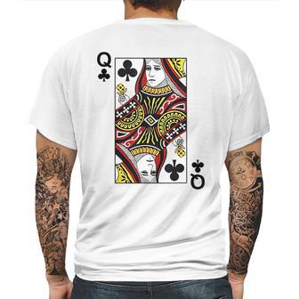 Queen Of Clubs Blackjack Playing Cards Mens Back Print T-shirt | Favorety