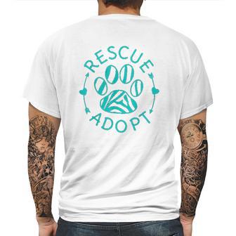 Rescue Adopt Animal Lover Love Cats Dogs Paw Print Gift Mens Back Print T-shirt | Favorety CA