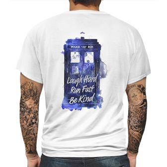 Ripple Junction Doctor Who Laugh Hard Run Fast Watercolor Tardis Junior Mens Back Print T-shirt | Favorety DE