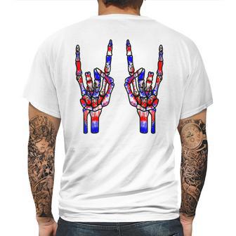 Rock On Rock Star Skeleton Hands Tie Dye 4Th Of July Mens Back Print T-shirt | Favorety CA