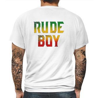 Rude Boy Rasta Reggae Roots Gifts Clothing Jamaica Mens Back Print T-shirt | Favorety