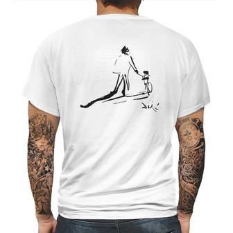 Salvador Dali Sketch Childhood With Father Riding A Bike 1971 Mens Back Print T-shirt | Favorety