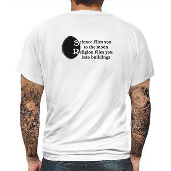 Science Flies You To The Moon Religion Into Buildings Atheist Mens Back Print T-shirt | Favorety AU