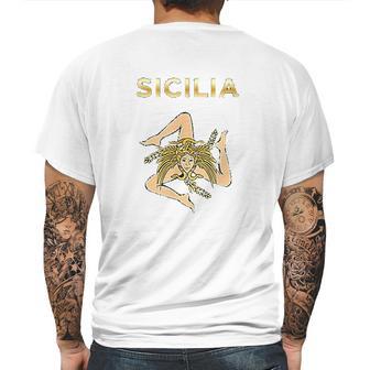 Sicilian Pride Sicilian Flag Trinacria Mens Back Print T-shirt | Favorety