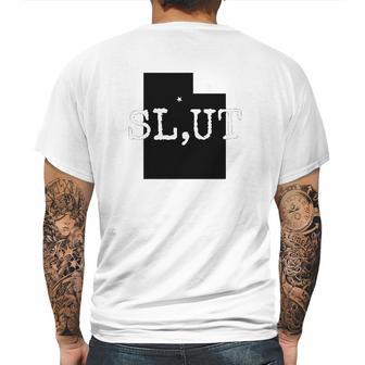 Slut Salt Lake Utah Fun Tourist Slut Mens Back Print T-shirt | Favorety