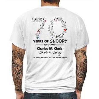 Snoopy 70Th Anniversary 1950 2020 Charles M Schulz Thank You T-Shirt Mens Back Print T-shirt | Favorety AU