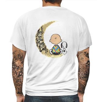 Snoopy Charlie Brown Autism I Love You To The Moon Back Mens Back Print T-shirt | Favorety