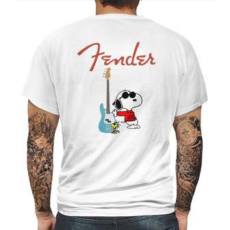 Snoopy Guitar Player Fender Mens Back Print T-shirt | Favorety