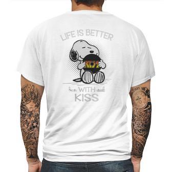 Snoopy Life Is Better With Kiss Band Mens Back Print T-shirt | Favorety AU