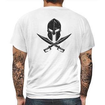 Spartan Helmet Crossed Swords Mens Back Print T-shirt | Favorety DE