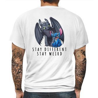 Stitch And Toothless Stay Different Stay Weird Mens Back Print T-shirt | Favorety AU