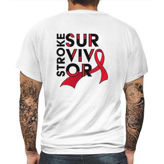 Stroke Survivor Red Ribbon Awareness Mens Back Print T-shirt | Favorety CA