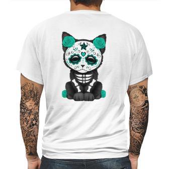 Sugar Skull Cat Day Of The Dead Cat Mens Back Print T-shirt | Favorety DE