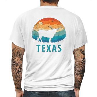 Texas Longhorn Cow Vintage Texan Cattle Herd Retro Mens Back Print T-shirt | Favorety