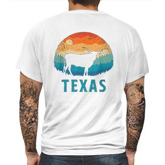 Texas Longhorn Cow Vintage Texan Cattle Herd Retro Lone Star Mens Back Print T-shirt | Favorety CA