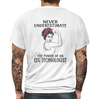 Never Underestimate Eeg Technologist Mens Back Print T-shirt | Favorety UK