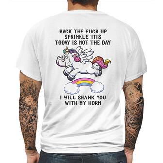 Unicorn Back The F Up I Will Shank You With My Horn Mens Back Print T-shirt | Favorety UK