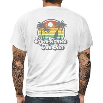 Vintage Here Comes The Sun Beach Surfing Retro 70S Surf Gift Mens Back Print T-shirt | Favorety