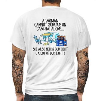 A Woman Cannot Survive On Camping Alone She Also Needs Bud Light Mens Back Print T-shirt | Favorety AU