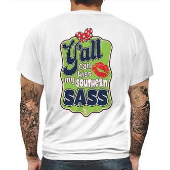 Yall Can Kiss My Southern Sass Southern Charm Collection On A Coral Mens Back Print T-shirt | Favorety