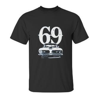 1969 Barracuda Grill View With Year Faded Look Charcoal Grey Unisex T-Shirt | Favorety