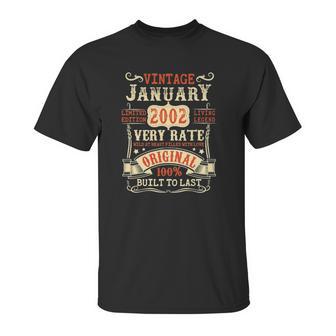 20 Years Old 20Th Birthday Gifts Vintage January 2002 Ver2 Unisex T-Shirt | Favorety AU